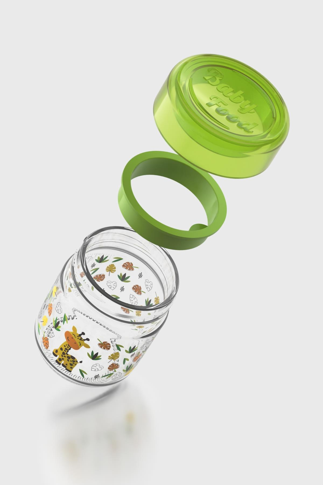 Renga Dolce Desenli 210 ml Silikon Contalı Cam Mama Kavanozu 222003 Yeşil