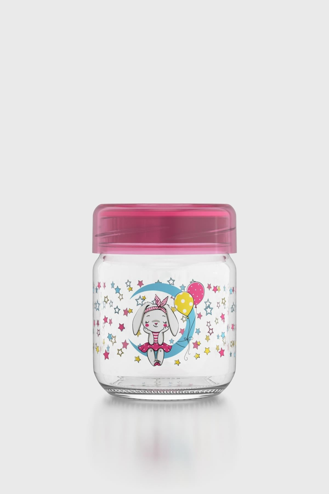Renga Dolce Desenli 210 ml Silikon Contalı Cam Mama Kavanozu 222003 Fuşya