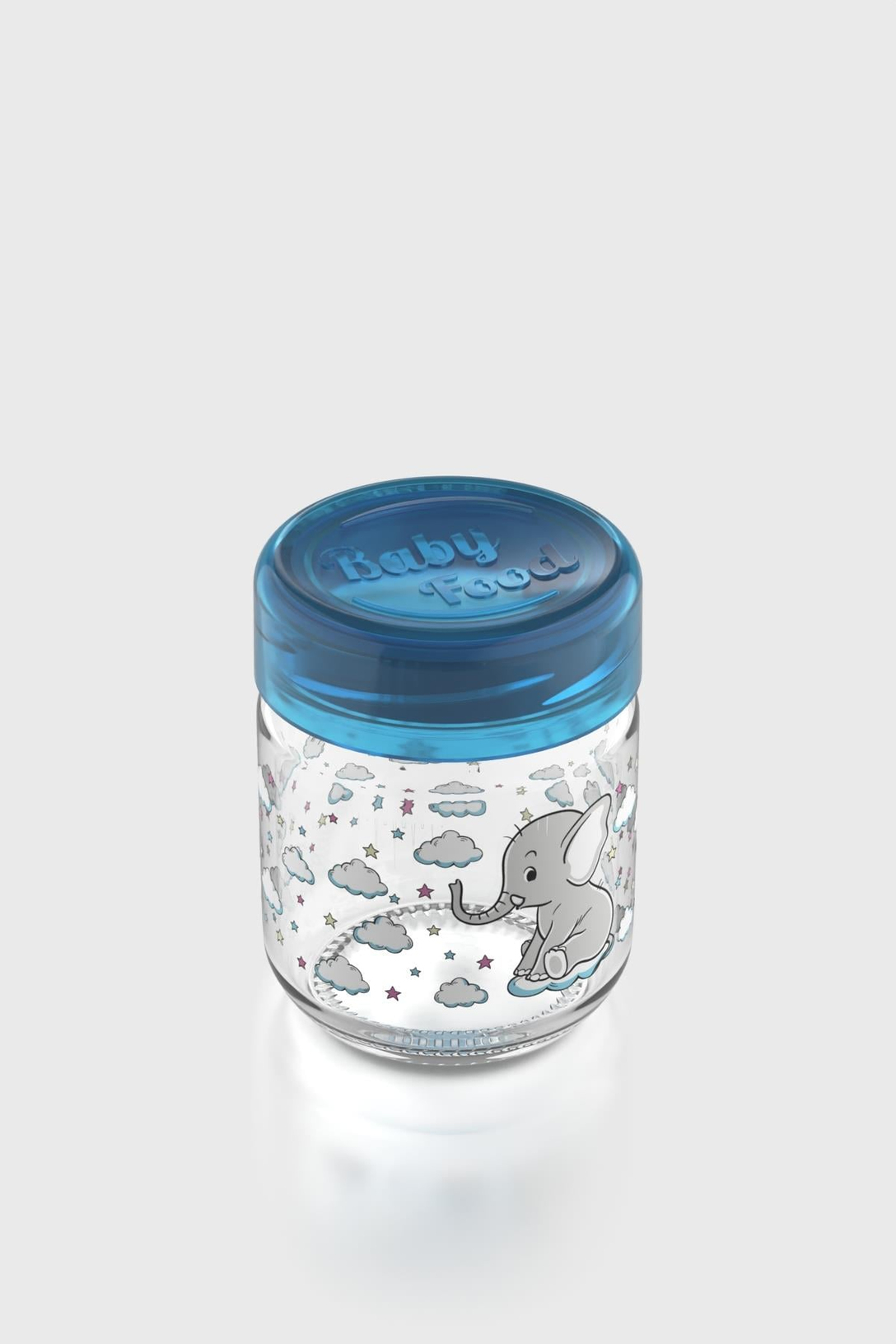 Renga Dolce Desenli 210 ml Silikon Contalı Cam Mama Kavanozu 222003 Mavi