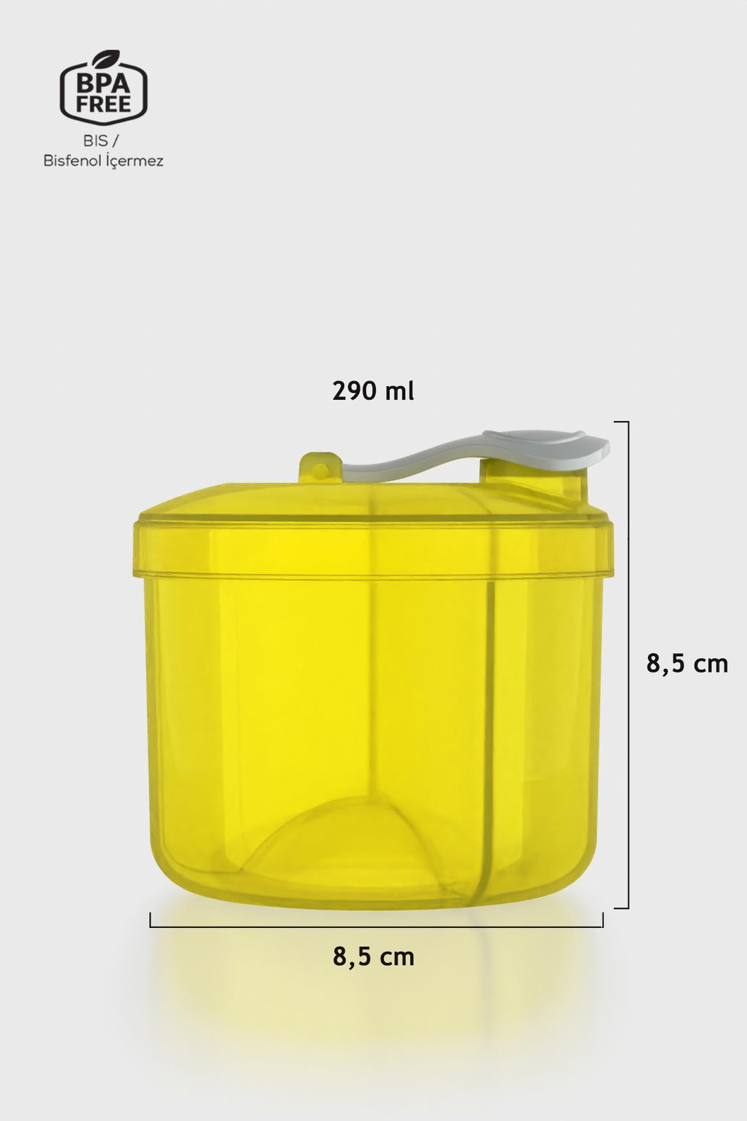 Renga Doli 290 ml 3 Bölmeli PP Toz Mama Kabı 221004 Sarı