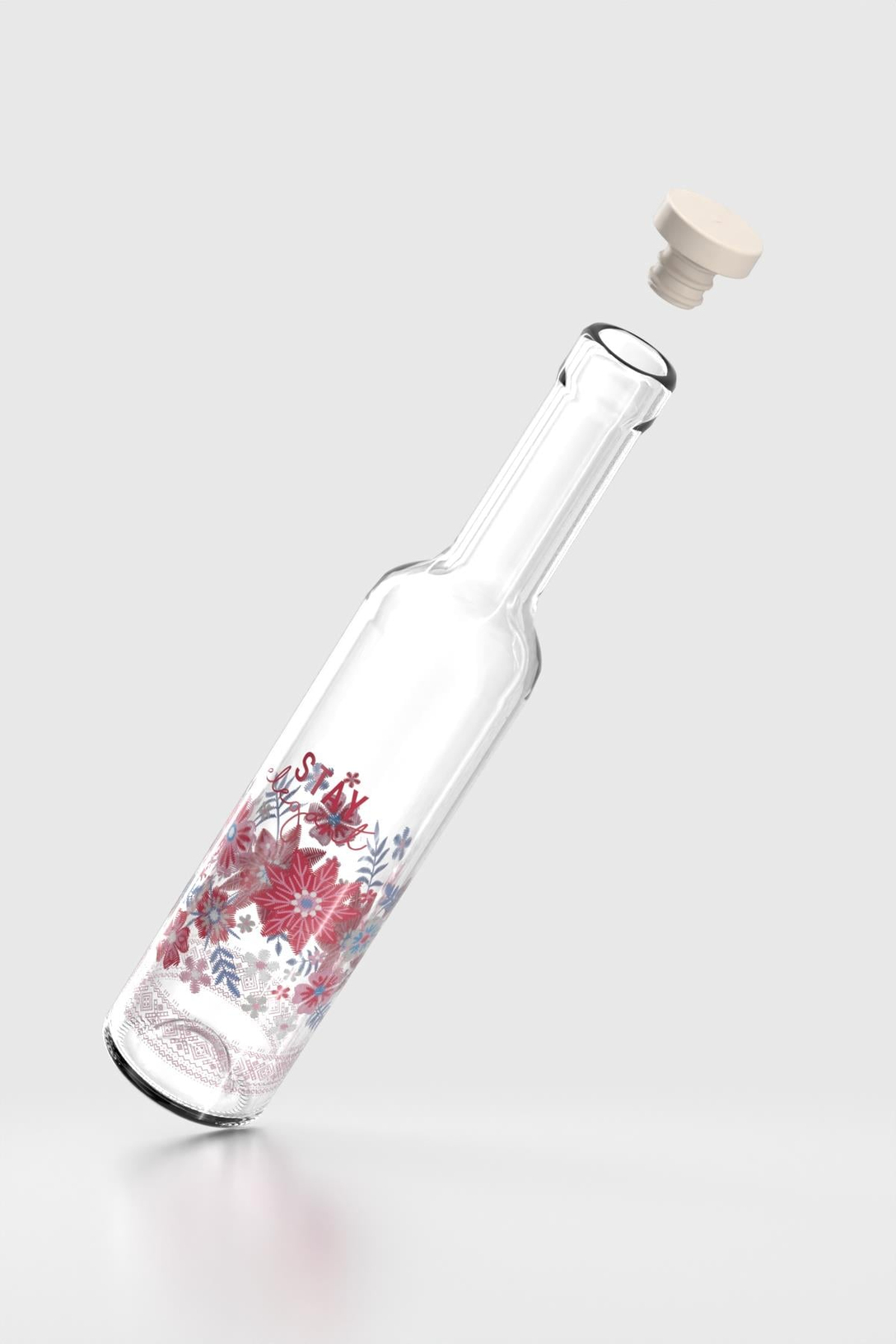 Renga Flora Desenli 500 ml Cam Yağdanlık 152088 Bej