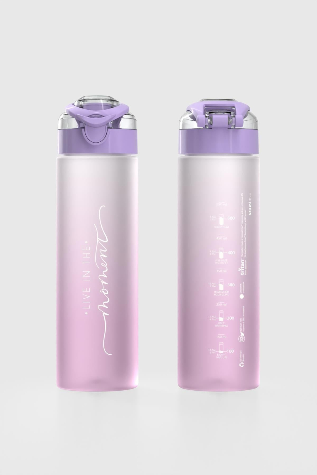 Renga Saga Moment Yazı Desenli 630 ml Mat Tritan Matara 912120 Mor