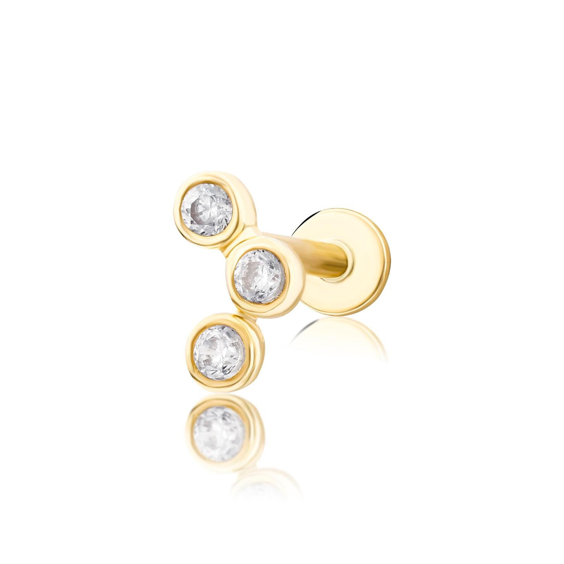 14 Ayar 3 taşlı piercing