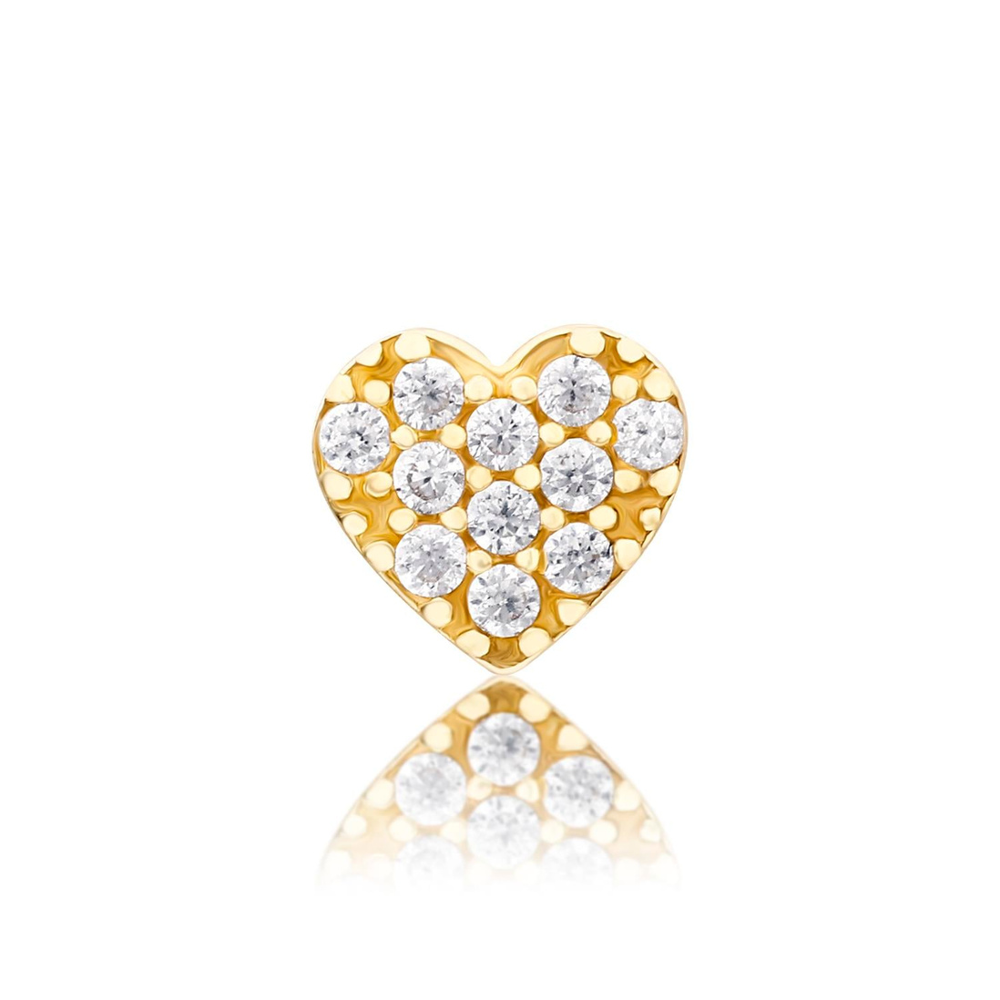 14 Ayar altın minik taşlı kalp piercing