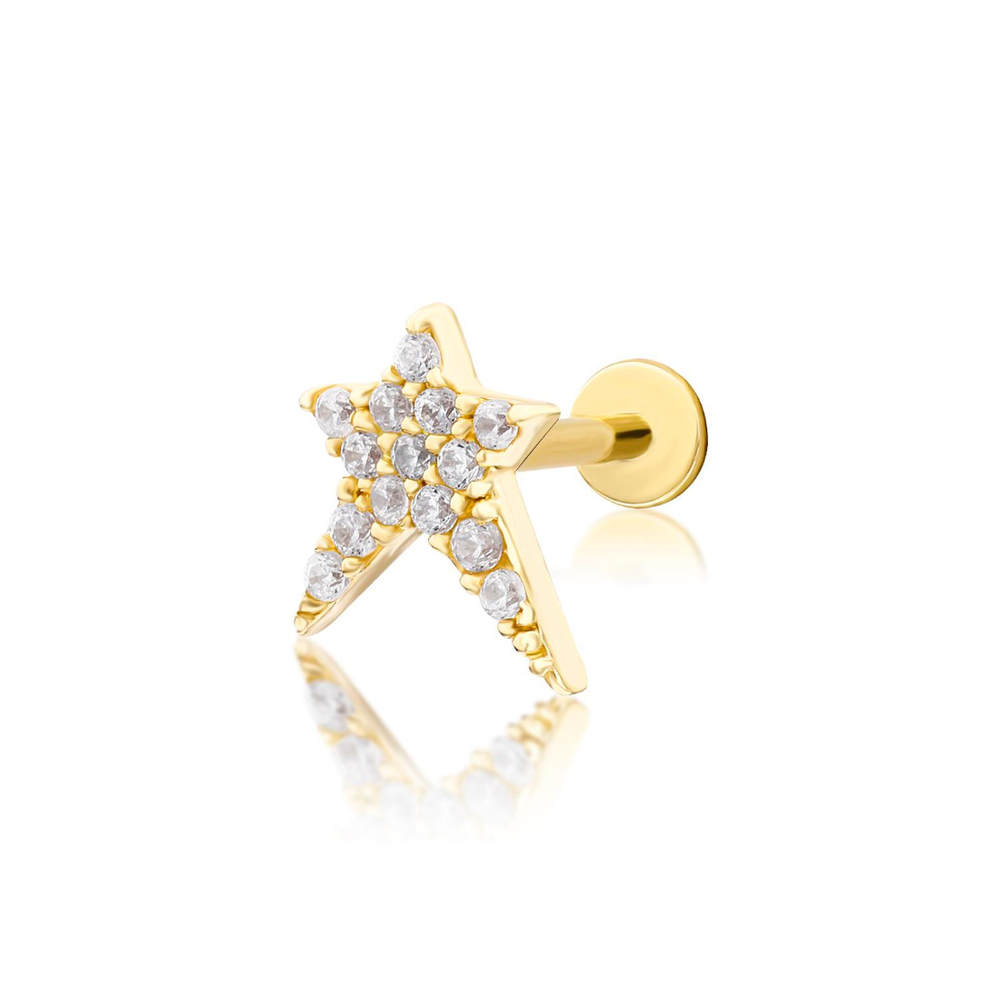 14 Ayar Sivri kenarlı yıldız piercing 