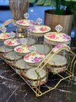  7li Metal Standlı Flowers Porselen Baharat Takımı 