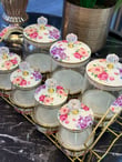  7li Metal Standlı Flowers Porselen Baharat Takımı 