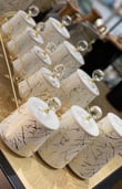 10'lu Stantlı Kristal Taşlı Baharat ve Kavanoz Seti Beyaz Mermer