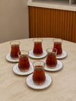 12 Parça Altın Yaldızlı 6 Kişilik Çay Takımı Seti