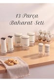13 Parça Beyaz Baharatlık, Kavanoz ve Yağlık&Sirkelik Seti