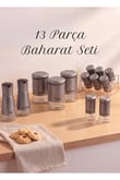 13 Parça Gri Baharatlık, Kavanoz ve Yağlık&Sirkelik Seti