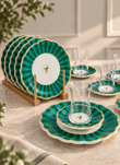 18 Parça Modern Piano Bird Green Pasta Çay Saati Seti