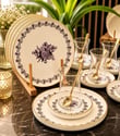 18 Parça Modern Regaria Purple Flower Pasta Çay Saati Seti