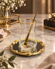 18 Parça Royal Gold İşlemeli Aynalı Çay Takımı