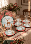 18 Parça Winter Deer Porselen Çay & Pasta Seti