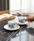 2 Kişilik Double Amber Bloom Blue Kahve Fincanı