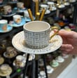 2 Kişilik Elegance Gray Double Kahve Fincanı