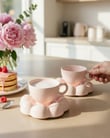 2 Kişilik Puffy Pink Kahve Fincanı