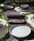 27 Parça Modern Mermer Mürdüm Yemek Takımı