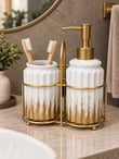 3 Parça Liva Banyo Seti - Beyaz Gold
