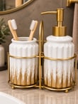 3 Parça Liva Banyo Seti - Beyaz Gold