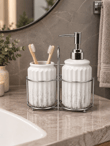 3 Parça Liva Banyo Seti - Beyaz Gümüş