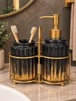 3 Parça Liva Banyo Seti - Siyah Gold