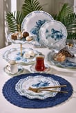 34 Parça Blue Bird Yaldızlı 6 Kişilik Pasta Çay Servis İkram Takımı