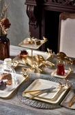 34 Parça Kuşlu Sultan- I Yegah 6 Kişilik Pasta Çay Servis İkram Takımı