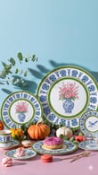 34 Parça Royal Rose Pink Yaldızlı 6 Kişilik Pasta Çay Servis İkram Takımı