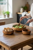 3'lü Akasya Salata Çerez Kase Seti