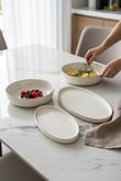 3'lü Porselen Gümüş Modern Sufii Salata Kayık Kase Seti