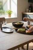 3'lü Porselen Modern Sufii Salata Kayık Kase Seti Siyah
