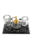 4 Parça Siyah Clear Cam Banyo Seti 30x21 cm
