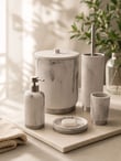 5 Parça Lüx Ladure Collection White Banyo Seti