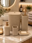 5 Parça Lüx Laduree Loren Bej Banyo Seti