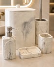 5 Parça Lüx Laduree Stonea Beyaz Silver Banyo Seti
