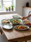 5 Parça Porselen Velour Green Salata Kayık Seti
