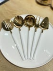 5 Parça Sos Kepçe Servis Takımı Beyaz Gold