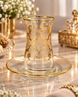6 Kişilik 12 Parça Premium Erva Gold Çay Takımı