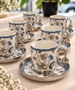 6 Kişilik Kosova  Blue Silver Porselen Kahve Fincan Takımı