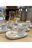 6 Kişilik Oval Sunum Tabaklı Kahve Fincanı Beyaz