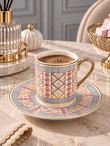 6 Kişilik Porselen 24K Mosaic Kahve Fincanı