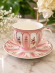 6 Kişilik Porselen Marinette Pink Double Kahve Fincanı 