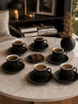6 Kişilik Porselen Noir Black Gold Kahve Fincanı 