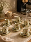 6 Kişilik Porselen Odeta Kahve Fincanı - Yeşil