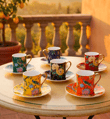 6 Kişilik Porselen Renkli Bird Deco Kahve Fincanı 