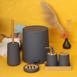 6 Parça Tulip Akrilik Bambu Banyo Seti Gri