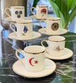 6'lı Lüks Kadife Hediye Kutulu Porselen Kahve Fincanı