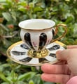 6'lı Piano Black Rose Porselen Kahve Fincanı Gold